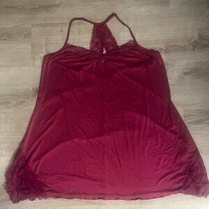 Secret Treasures Nightie Pajamas Cranberry Dark Pink Lace Trim Plus Size 3X